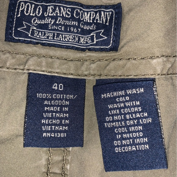 Polo Ralph Lauren Cargo Shorts Utility Green Embroidered American Flag Mens 40 - Picture 3 of 4